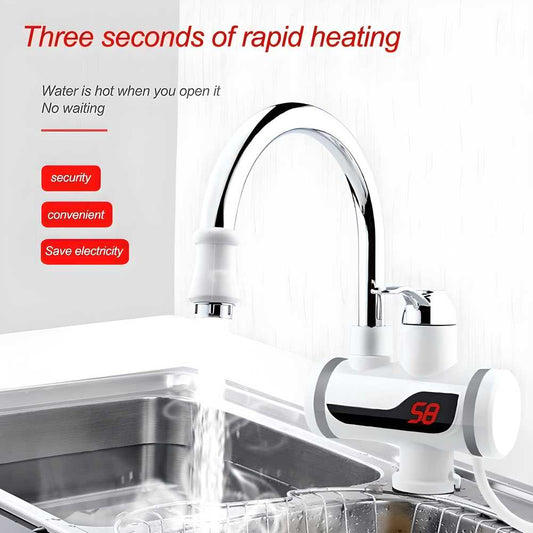 Electric Hot Water Heater Faucet Kitchen And Bathroom Heating Dispenser Tap Digital Temperature With Display