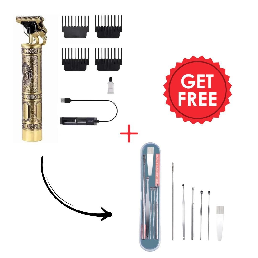 Men's Hair Trimmer & Shaver with Ear Cleaning Spoon Set